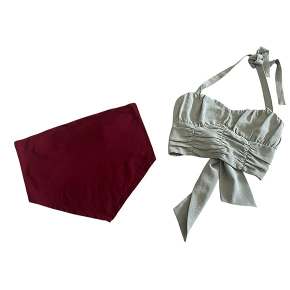 Forever 21 Burgundy and Gray Bandeau Set - Picture 1 of 5